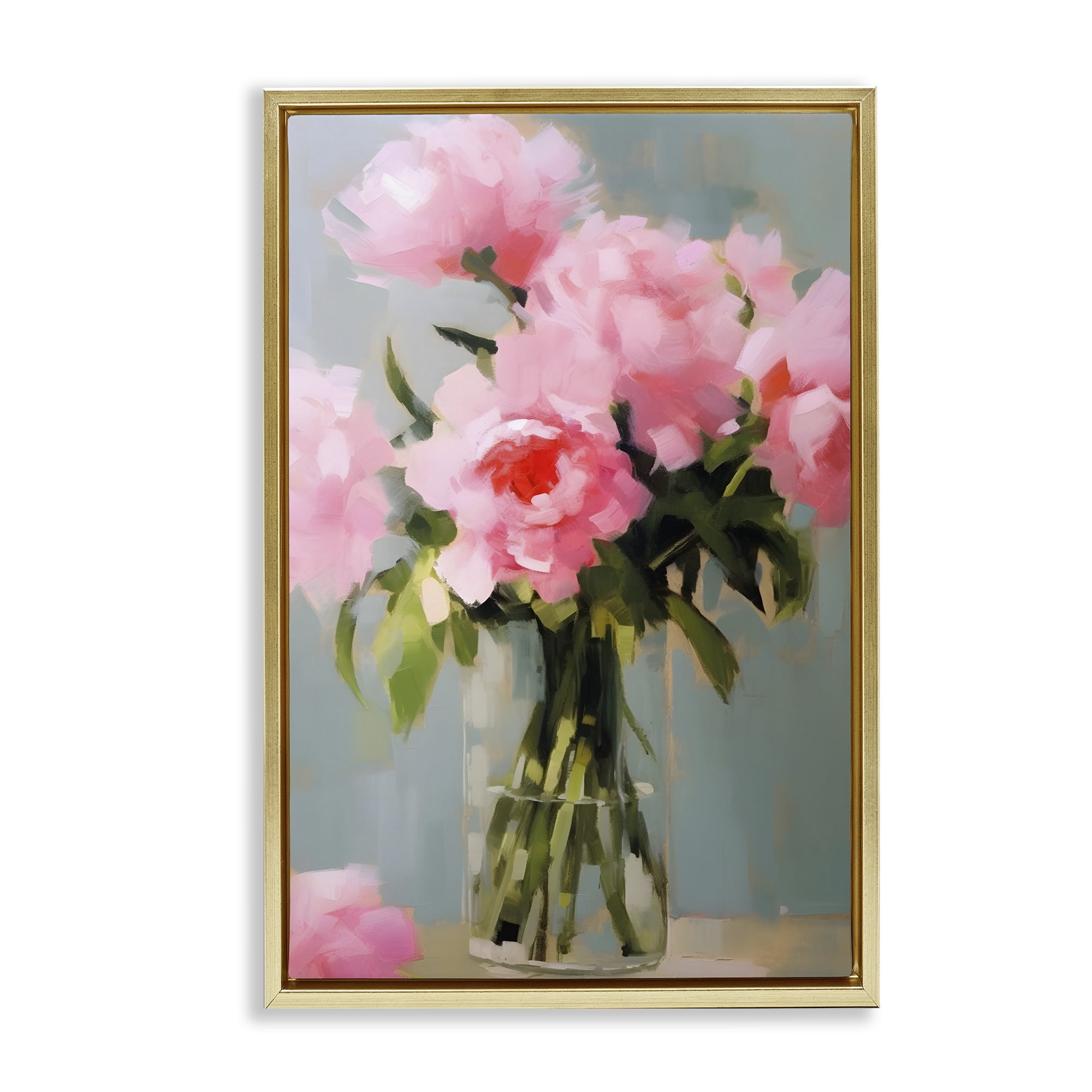 Stupell Industries Confetti Roses Bouquet Botanical & Floral Painting Gold Floater Framed Art Print Wall Art, 21 x 31