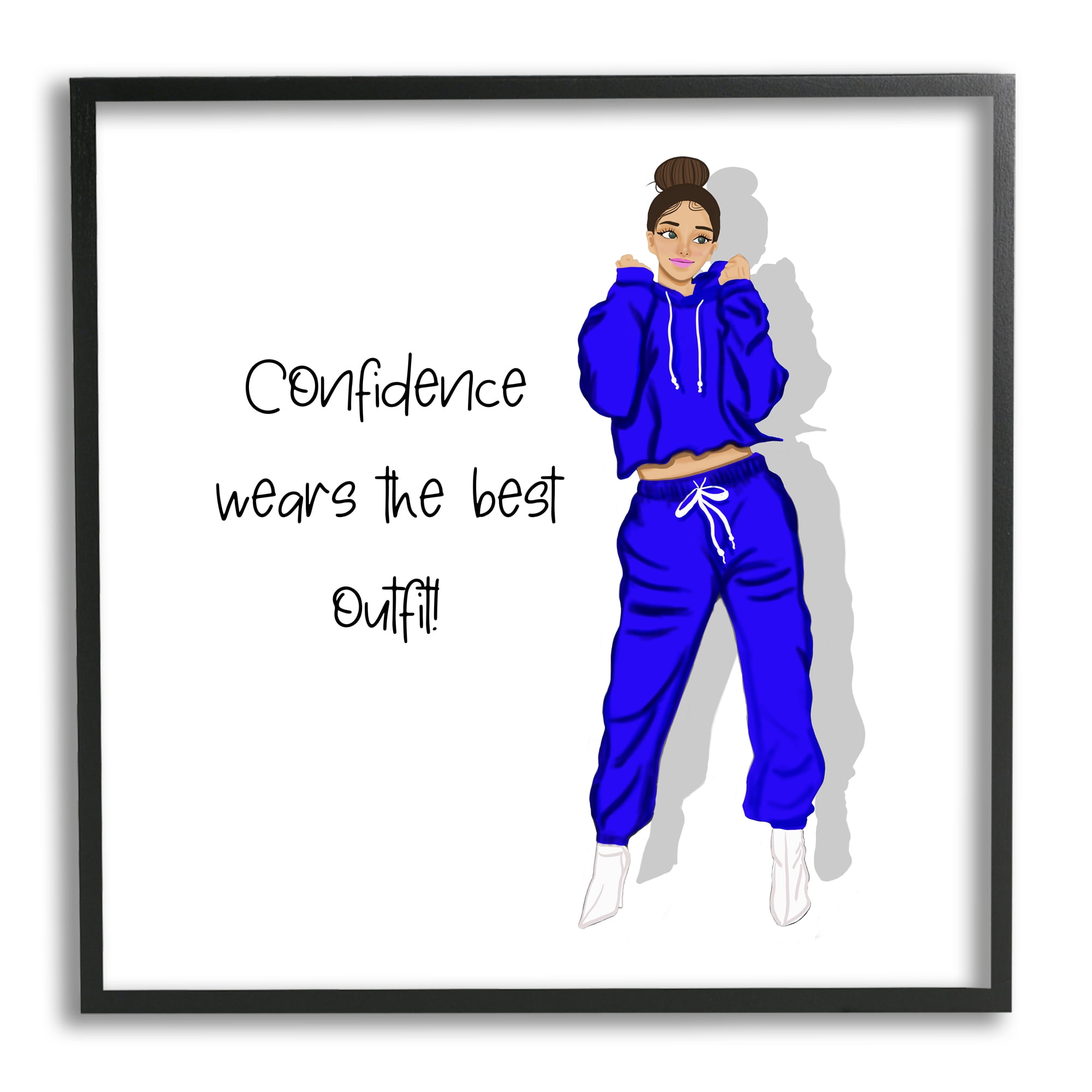 Stupell Industries Confidence Fashion Phrase Inspirational Painting Black Framed Art Print Wall Art, 24 x 24
