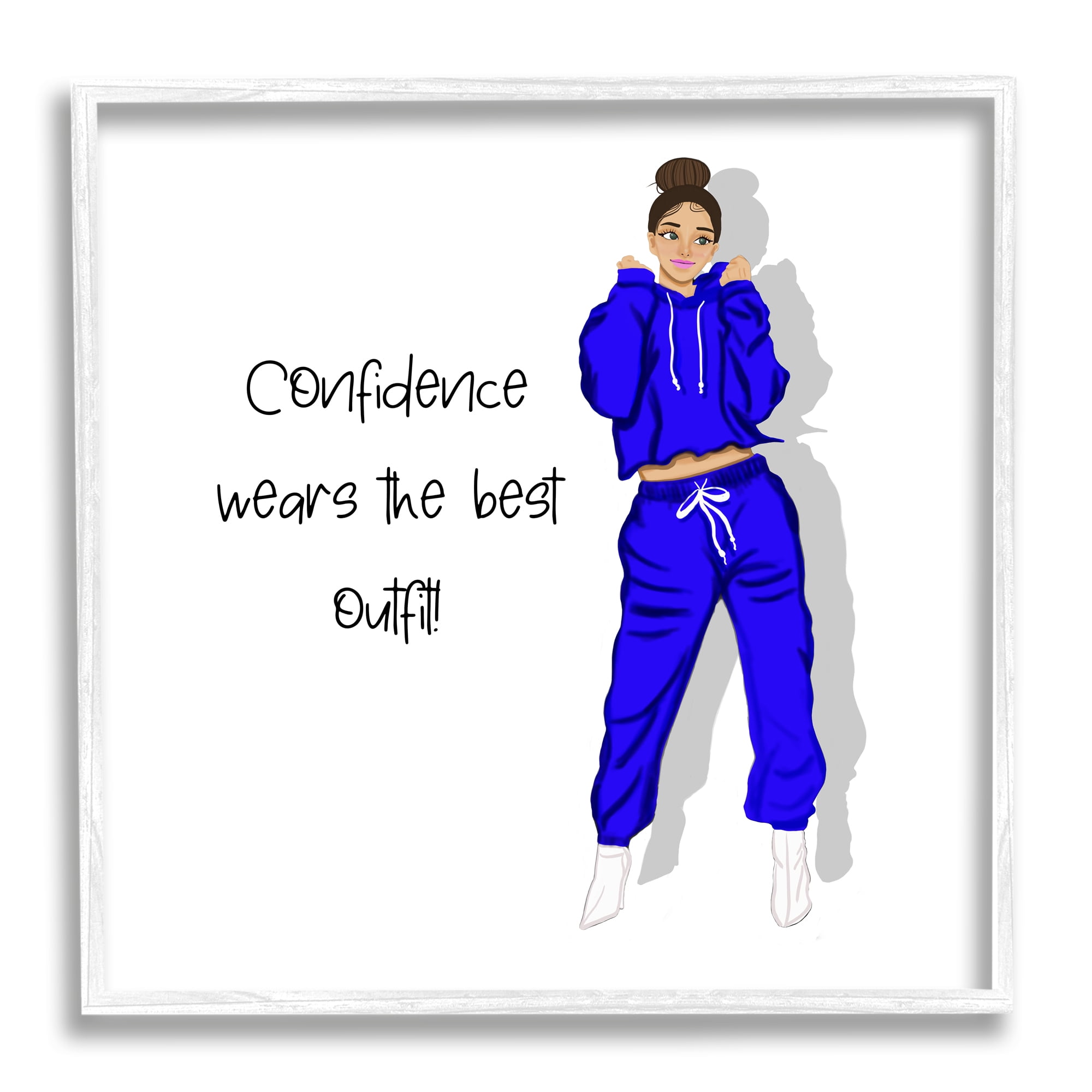 Stupell Industries Confidence Fashion Phrase Inspirational Painting White Framed Art Print Wall Art, 24 x 24