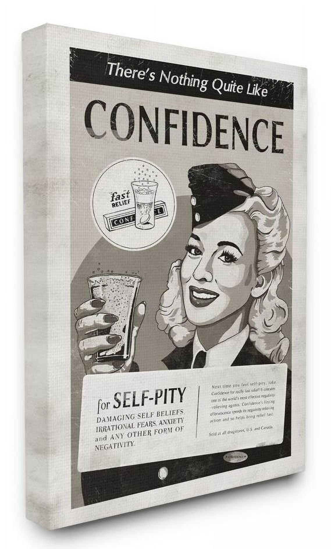 Stupell Industries Confidence Vintage Comic Book Black and White Design Canvas Wall Art by Ester Kay