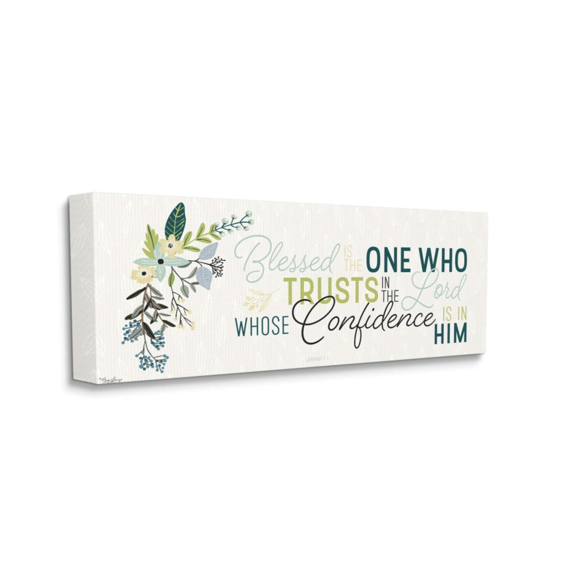 Stupell Industries Confidence is in Him Faith Based Blessed Quote Design by Gigi Louise, 20" x 48"