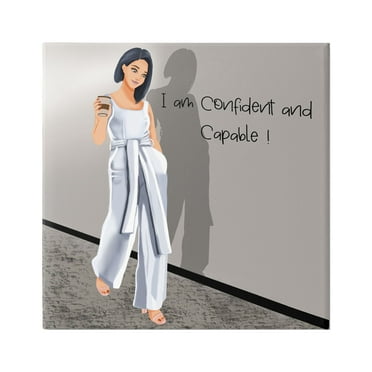 Stupell Industries Confident & Capable Female Inspirational Painting Gallery Wrapped Canvas Art Print Wall Art, 17 x 17