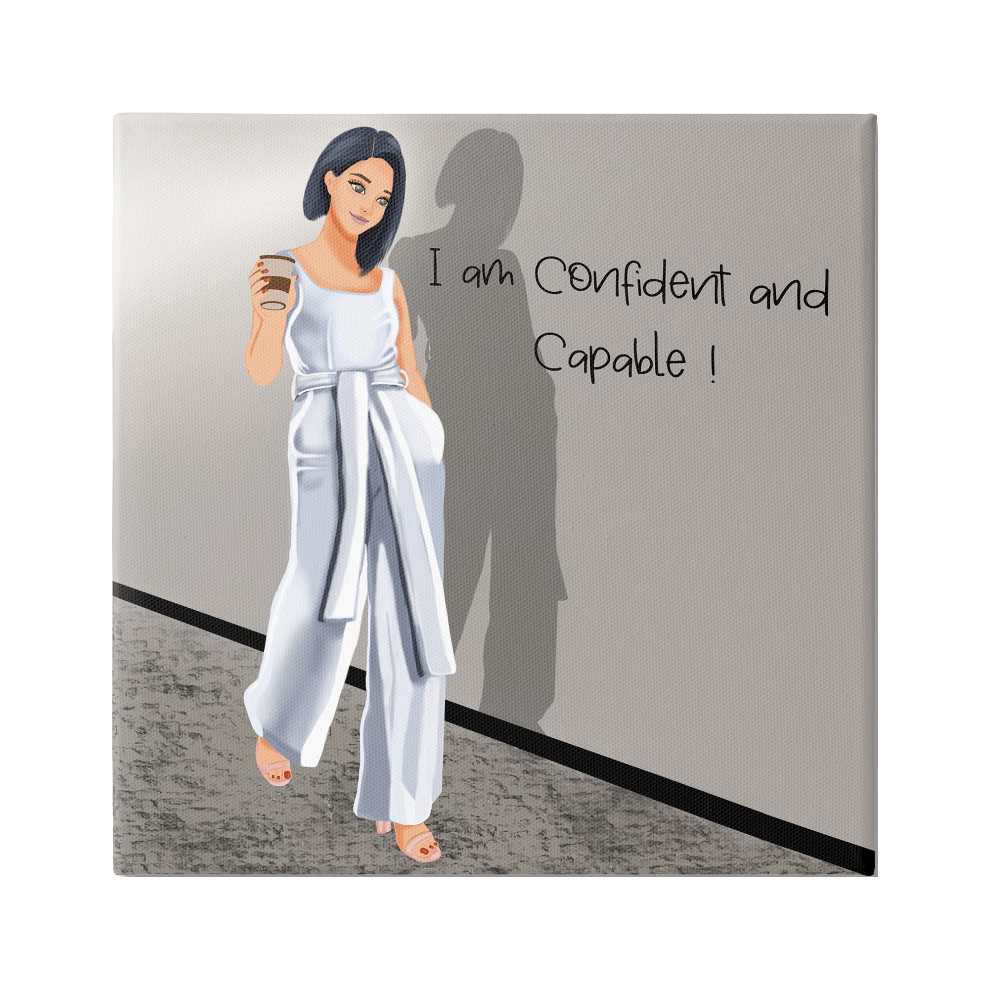 Stupell Industries Confident & Capable Female Inspirational Painting Gallery Wrapped Canvas Art Print Wall Art, 30 x 30