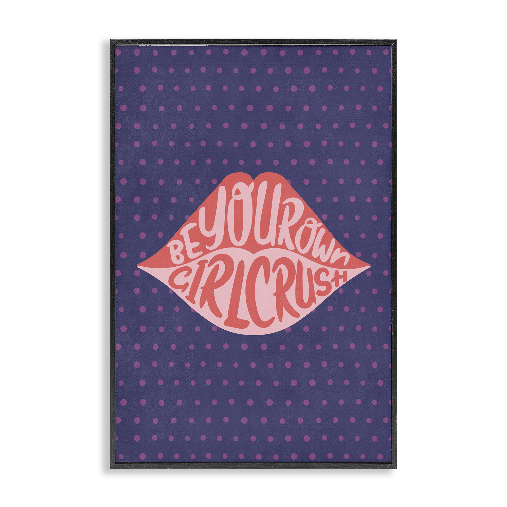 Stupell Industries Confident Girl Crush Lips Text & Numbers Painting Black Framed Art Print Wall Art, 20 x 30