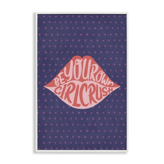 Stupell Industries Confident Girl Crush Lips Text & Numbers Painting White Framed Art Print Wall Art, 16 x 24