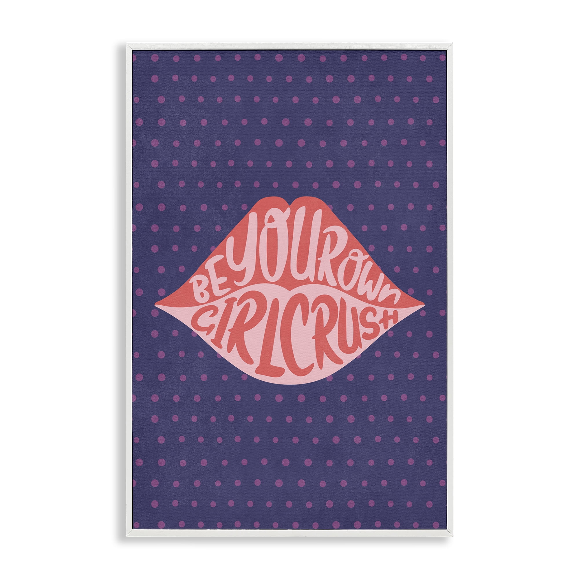 Stupell Industries Confident Girl Crush Lips Text & Numbers Painting White Framed Art Print Wall Art, 20 x 30