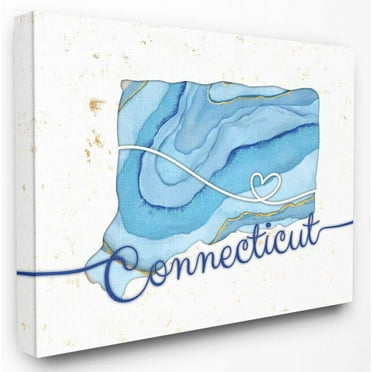 Stupell Industries Connecticut Agate Blue US State Design Canvas Wall Art by Ziwei Li