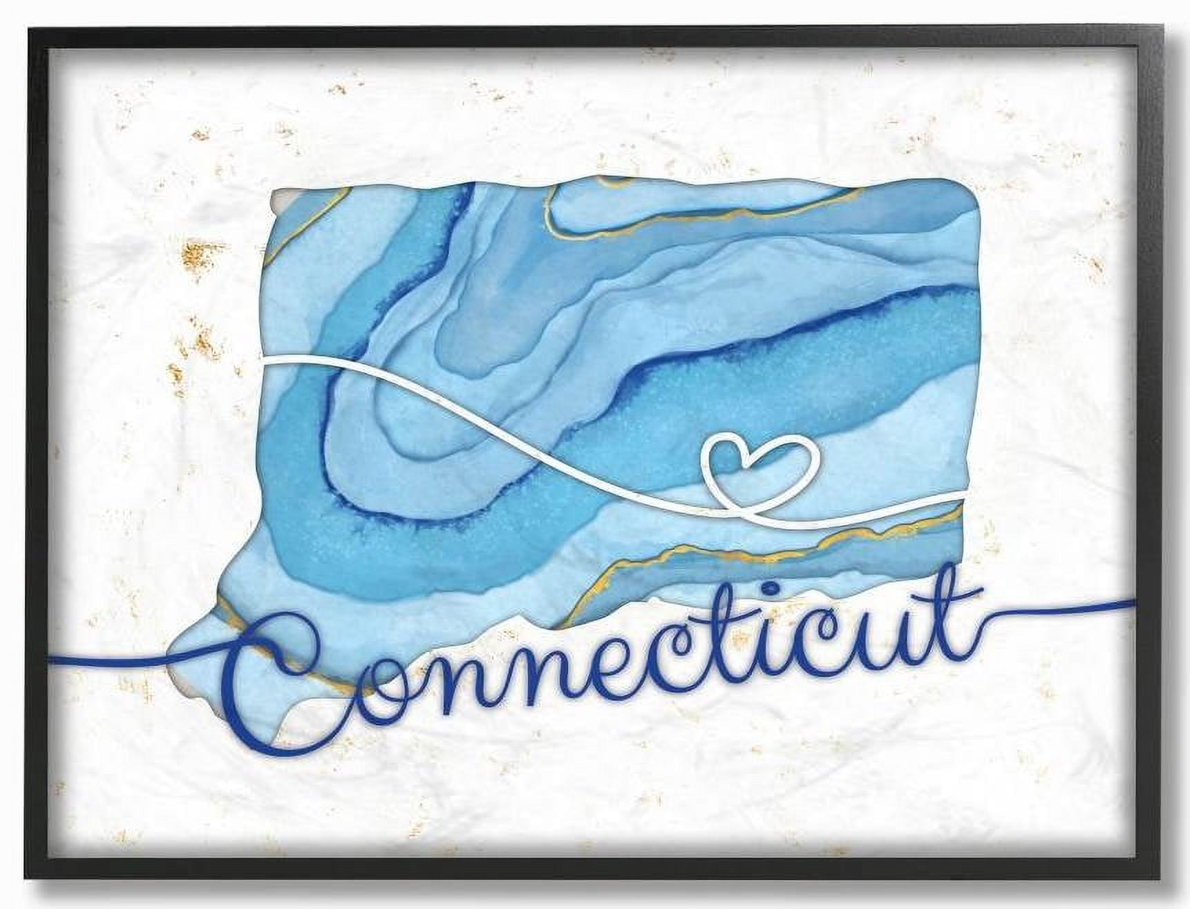 Stupell Industries Connecticut Agate Blue US State Design Framed Wall Art by Ziwei Li