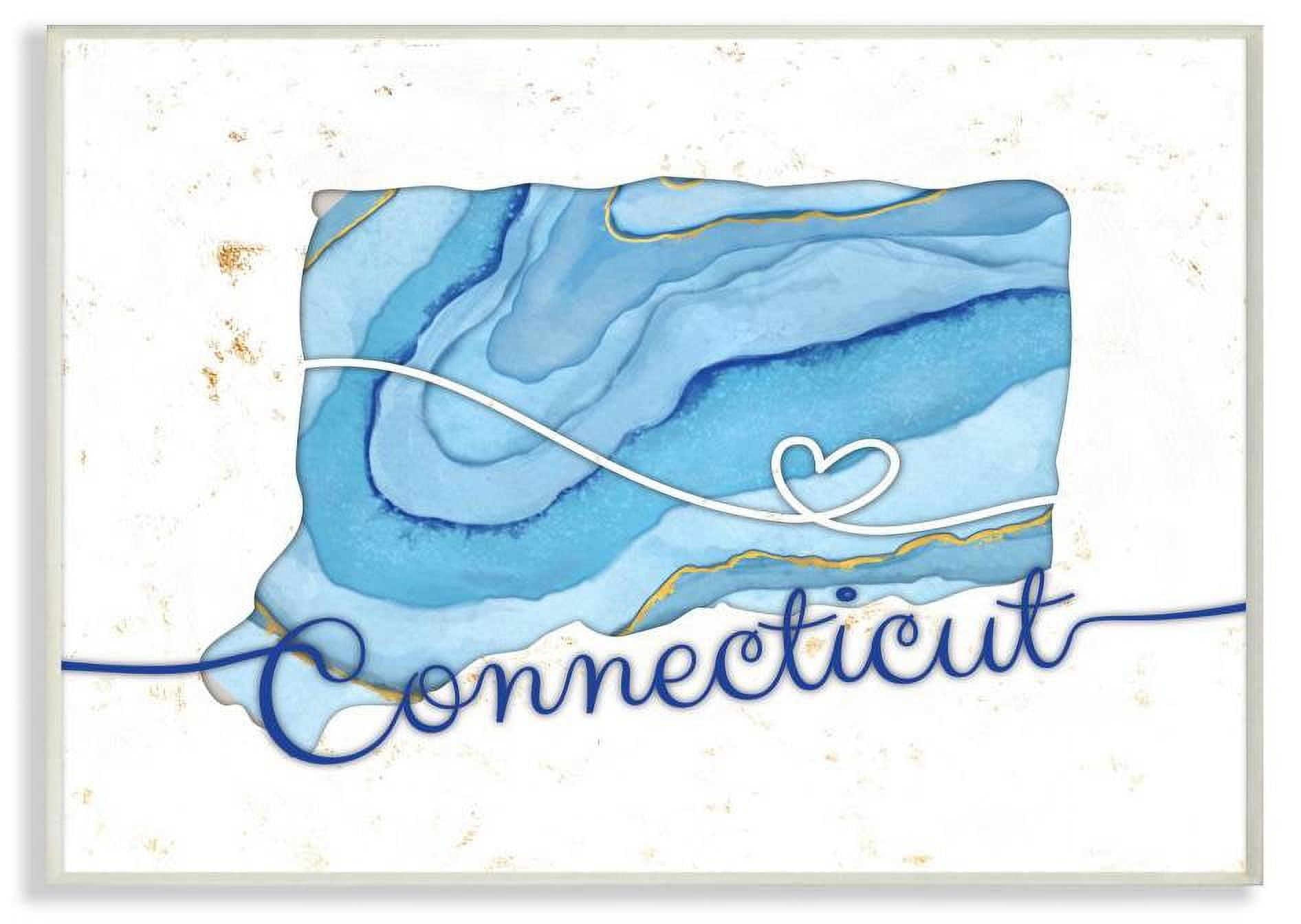 Stupell Industries Connecticut Agate Blue US State Design Wall Plaque by Ziwei Li