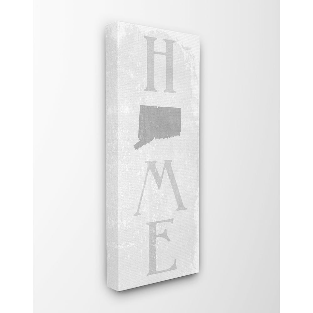 Stupell Industries Connecticut Home State Map Grey Textured Word Design Canvas Wall Art by Daphne Polselli
