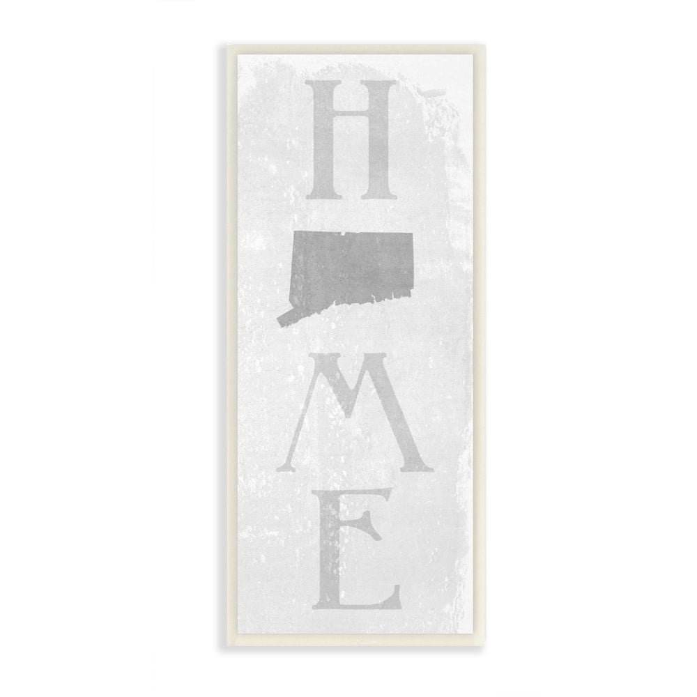 Stupell Industries Connecticut Home State Map Grey Textured Word Design Wall Plaque Art by Daphne Polselli