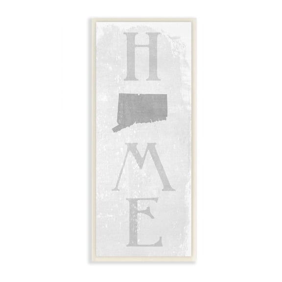Stupell Industries Connecticut Home State Map Grey Textured Word Design Wall Plaque Art by Daphne Polselli