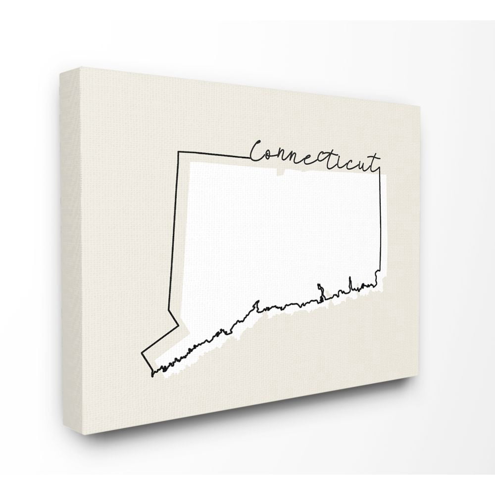 Stupell Industries Connecticut Home State Map Neutral Print Design Canvas Wall Art by Daphne Polselli