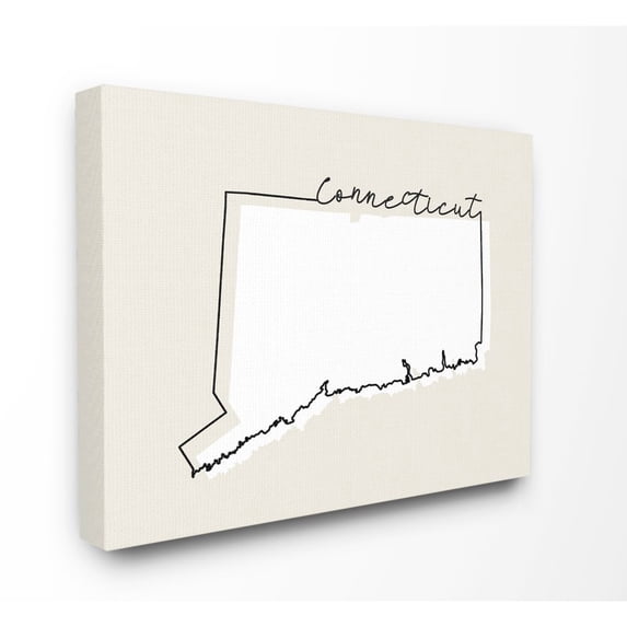 Stupell Industries Connecticut Home State Map Neutral Print Design Canvas Wall Art by Daphne Polselli