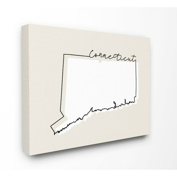 Stupell Industries Connecticut Home State Map Neutral Print Design Canvas Wall Art by Daphne Polselli