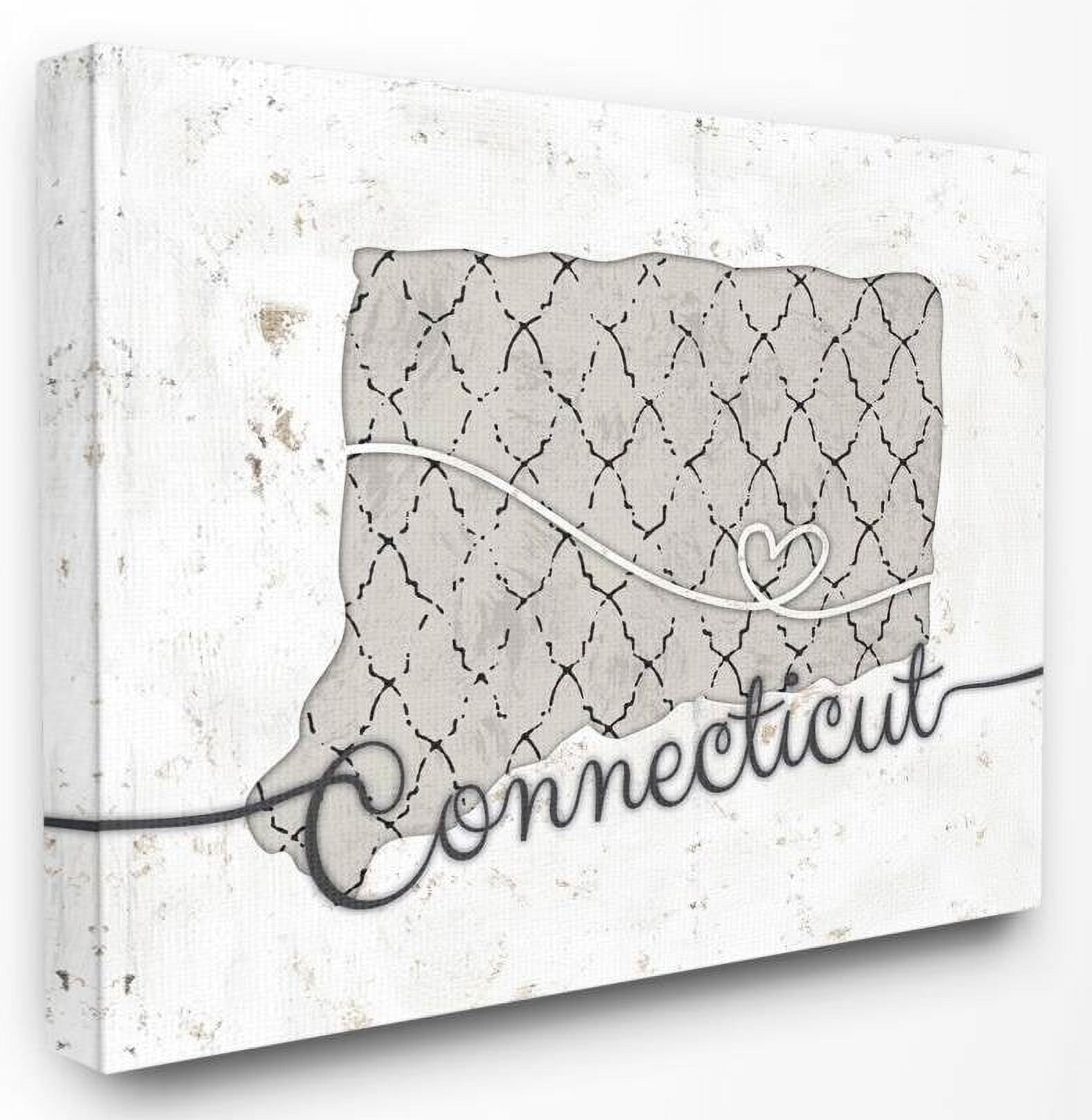 Stupell Industries Connecticut Patterned Grey US State Design Canvas Wall Art by Ziwei Li