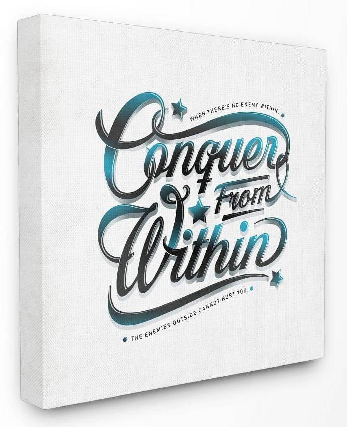 Stupell Industries Conquer From Within Inspirational Blue Word Design Canvas Wall Art by Ester Kay