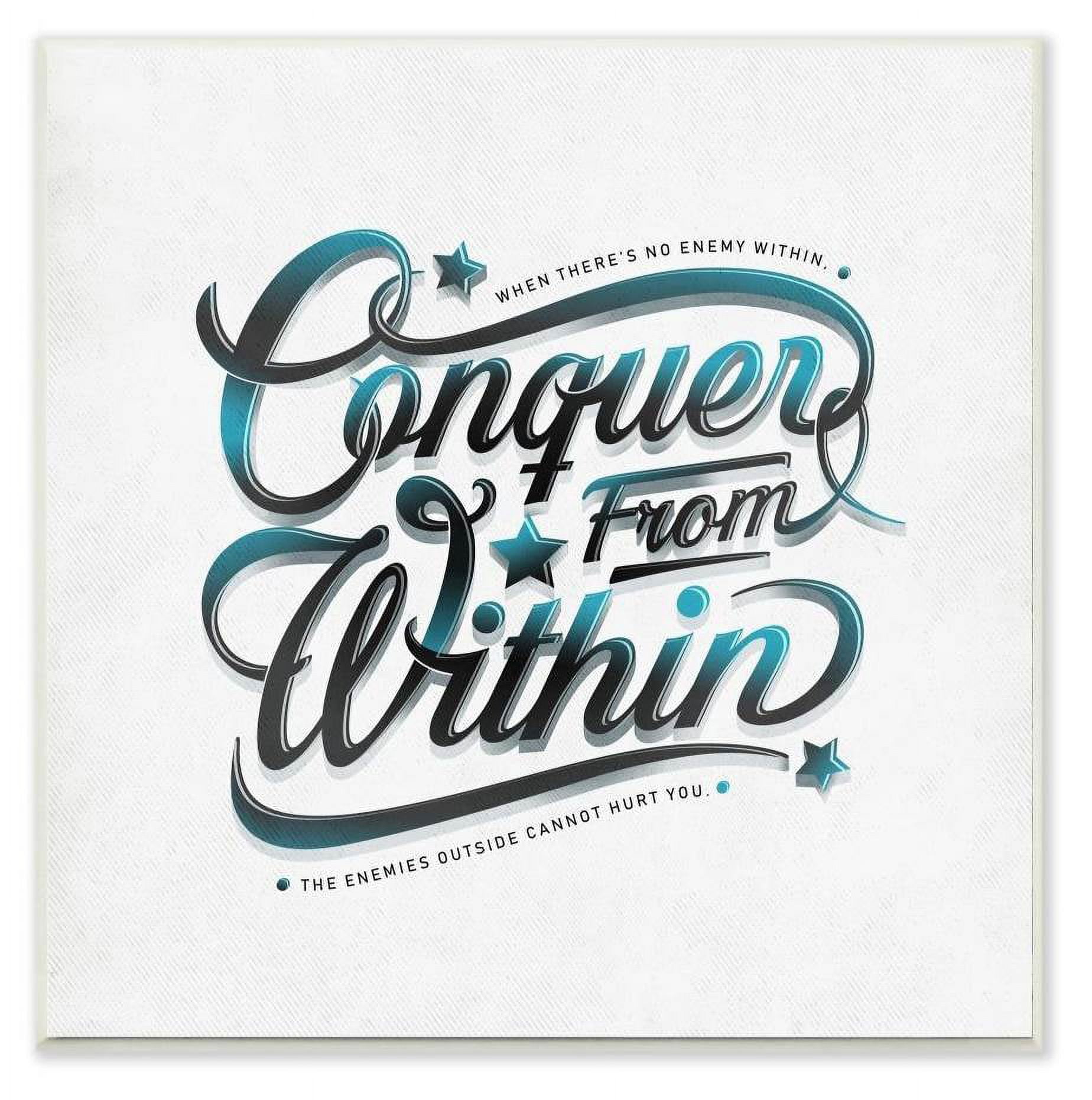 Stupell Industries Conquer From Within Inspirational Blue Word Design Wall Plaque by Ester Kay