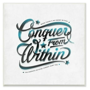 Stupell Industries Conquer From Within Inspirational Blue Word Design Wall Plaque by Ester Kay