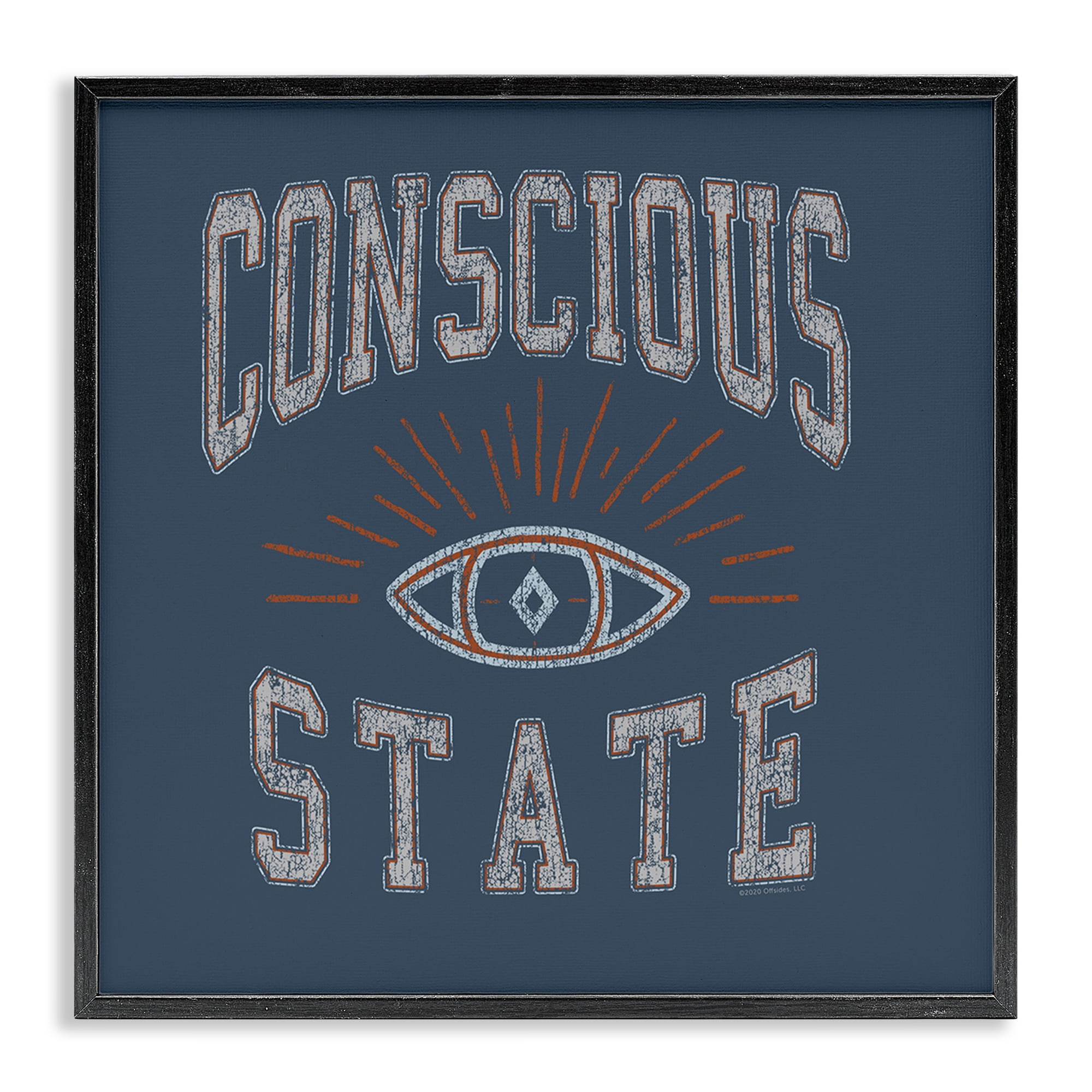 Stupell Industries Conscious State Varsity Style Text & Numbers Painting Black Framed Art Print Wall Art, 24 x 24
