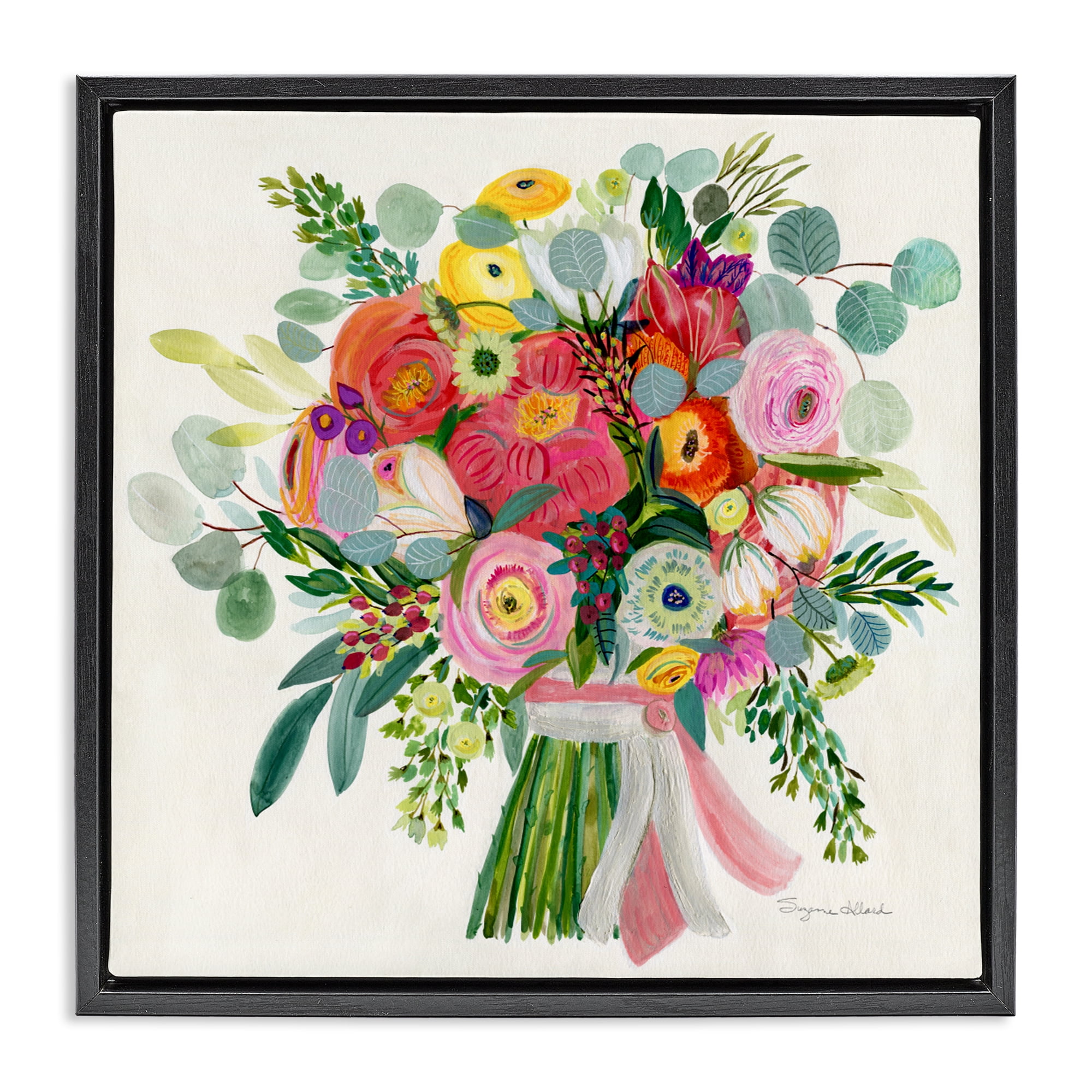Stupell Industries Constant Friend Bouquet Black Framed Floater Canvas Wall Art, design by Suzanne Allard
