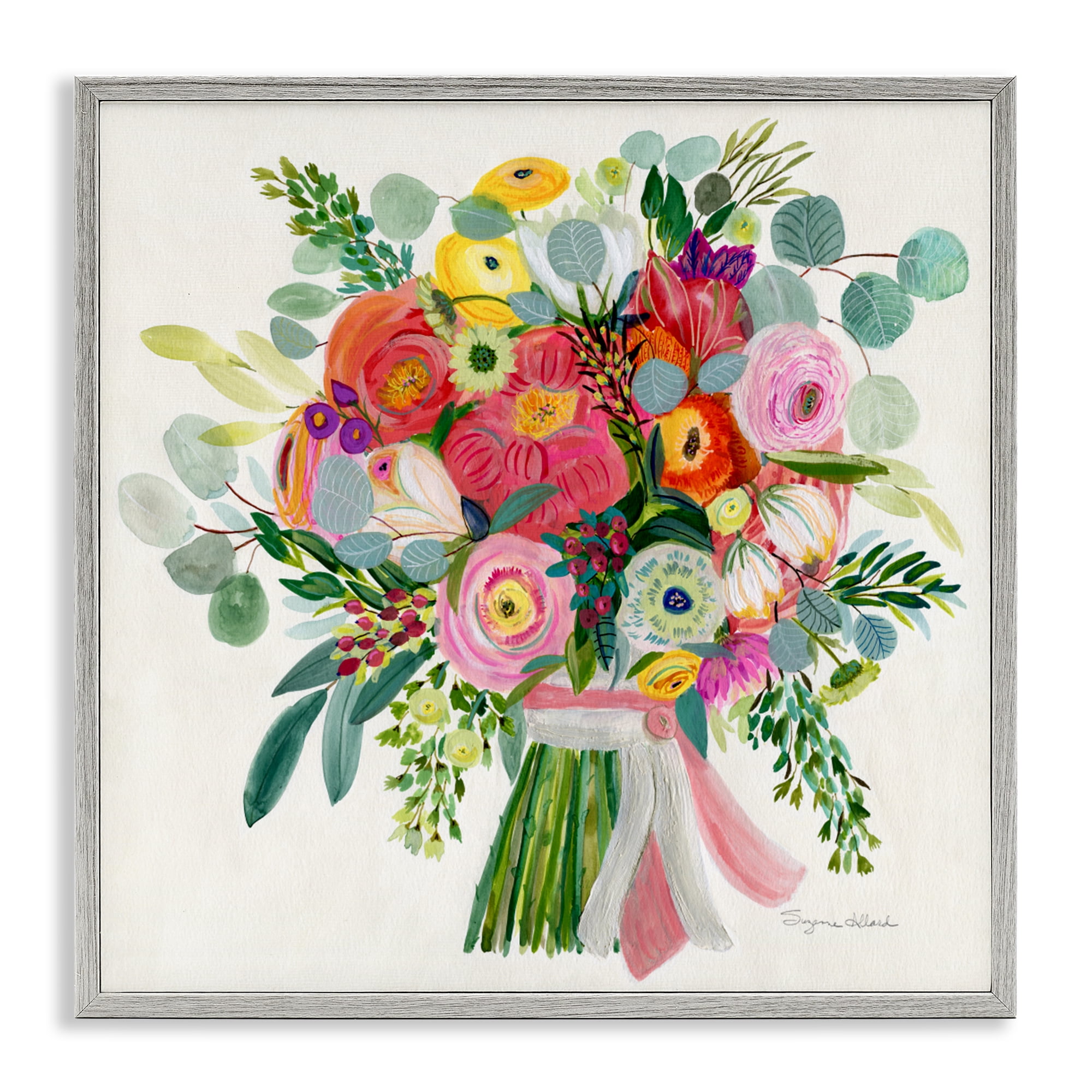 Stupell Industries Constant Friend Bouquet Gray Framed Giclee Art, design by Suzanne Allard