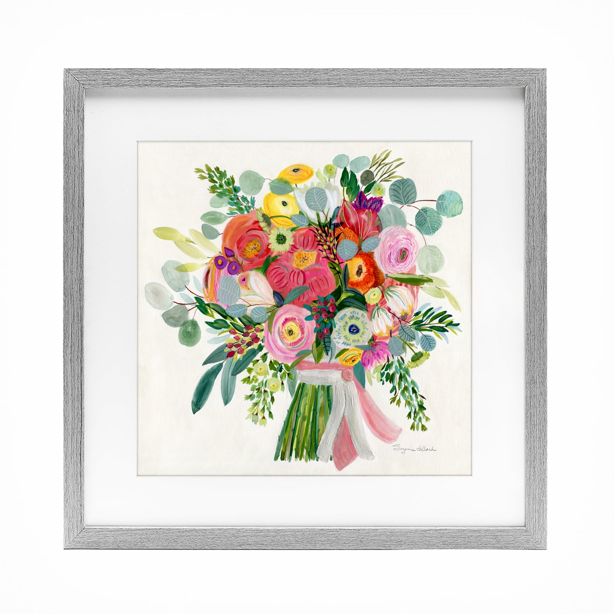 Stupell Industries Constant Friend Bouquet Gray Framed Print Under Glass, design by Suzanne Allard