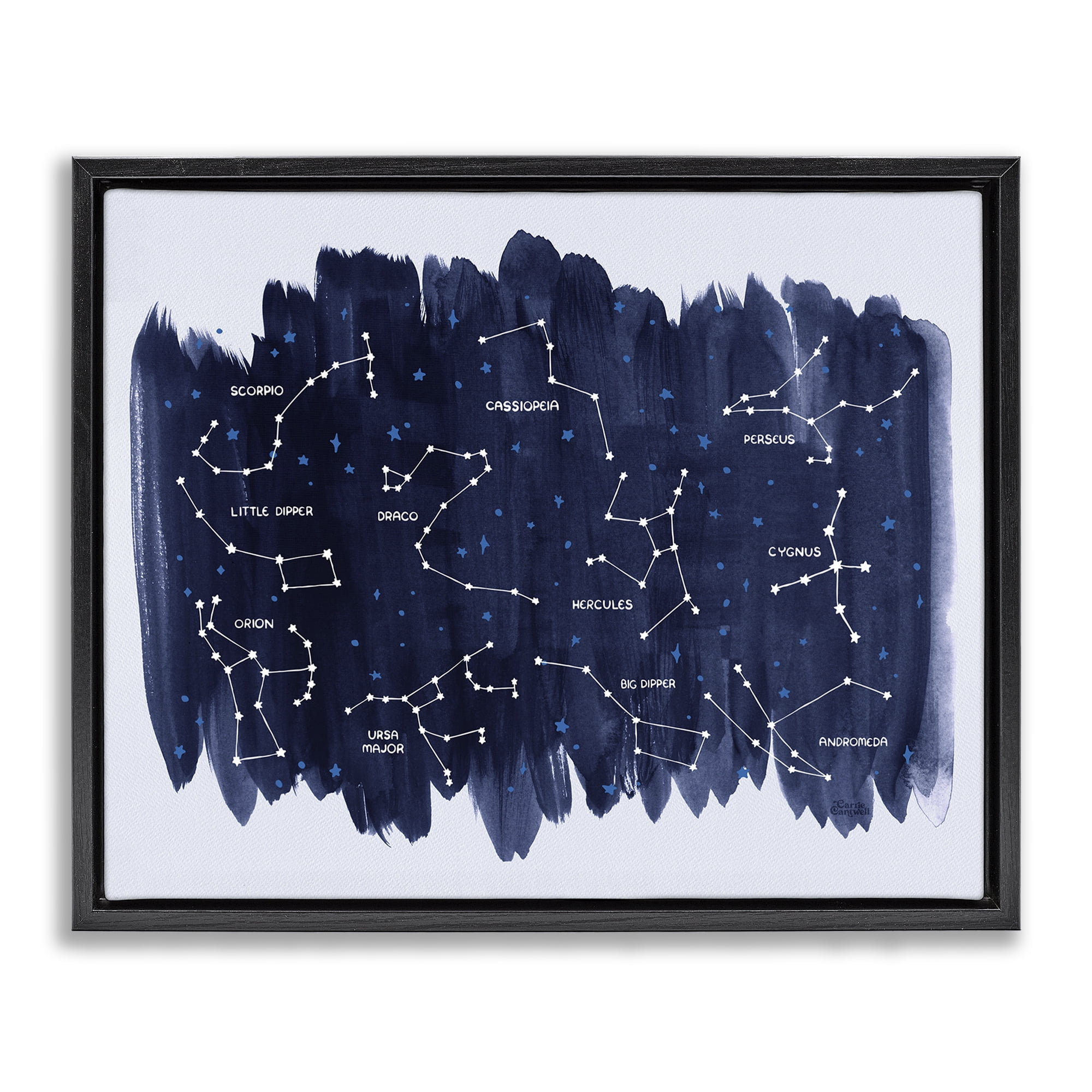 Stupell Industries Constellations on Blue Animals & Insects Painting Black Floater Framed Art Print Wall Art, 21 x 17