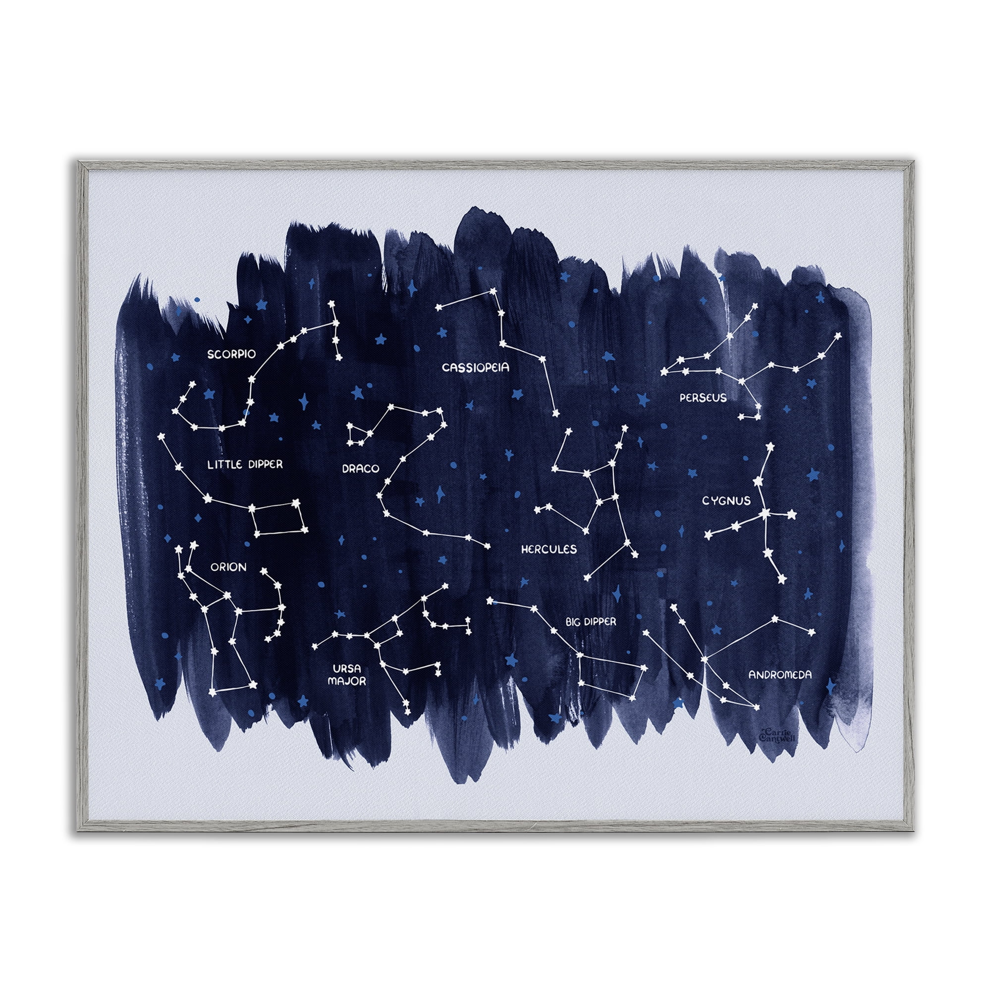 Stupell Industries Constellations on Blue Animals & Insects Painting Gray Framed Art Print Wall Art, 20 x 16