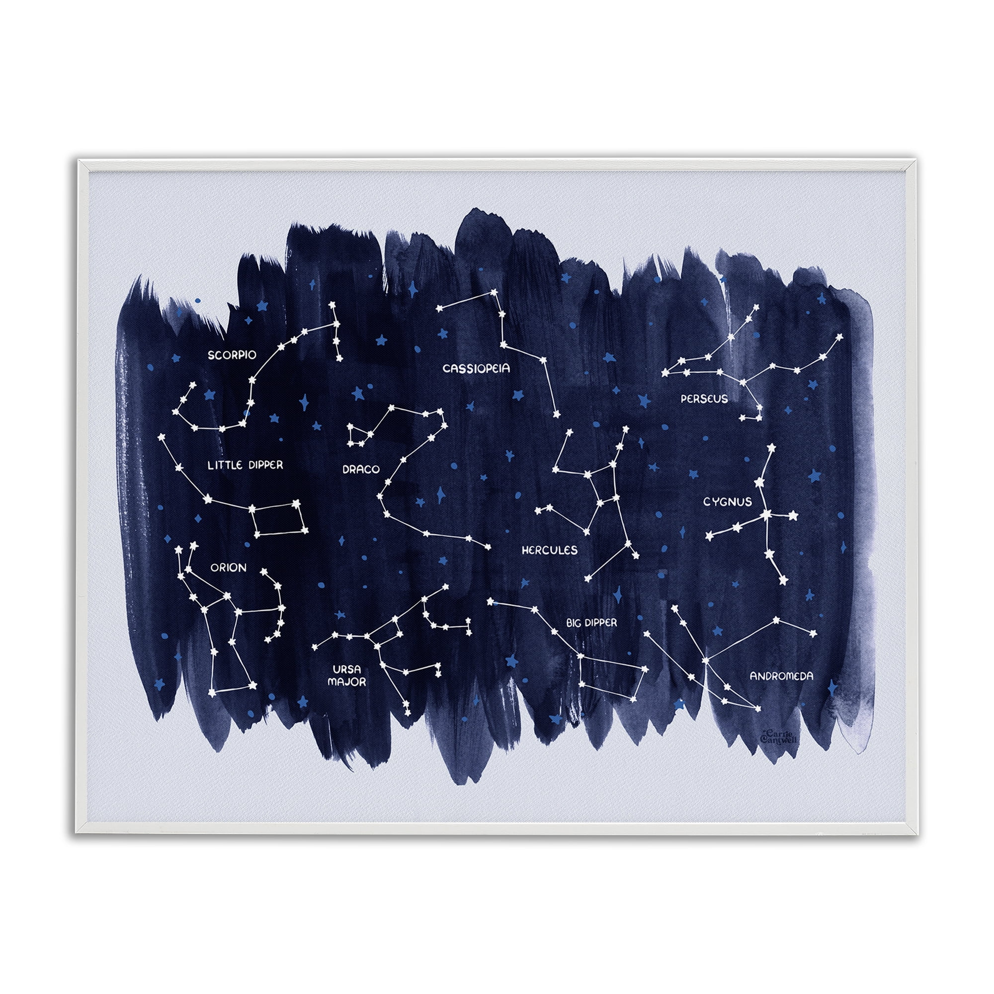 Stupell Industries Constellations on Blue Animals & Insects Painting White Framed Art Print Wall Art, 30 x 24