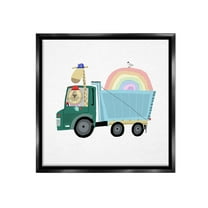 Stupell Industries Construction Animals with Rainbow Animals & Insects Painting Black Floater Framed Canvas Art Print Wall Art, 18 x 18