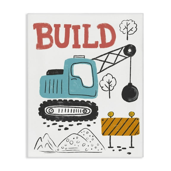 Stupell Industries Construction Build Phrase Transportation Painting Gallery Wrapped Canvas Art Print Wall Art, 16 x 20