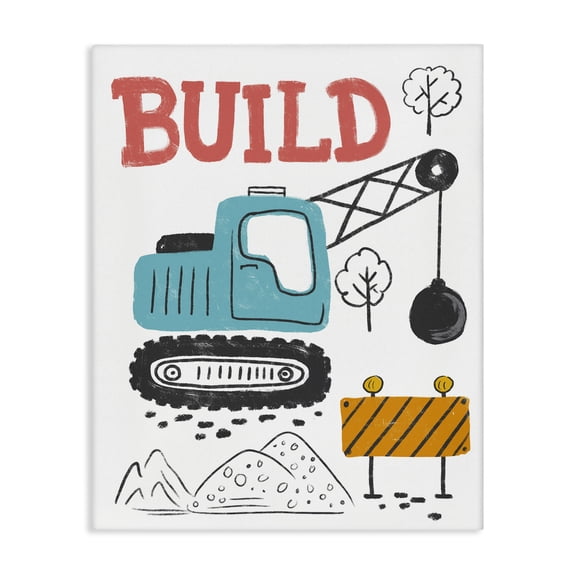 Stupell Industries Construction Build Phrase Transportation Painting Gallery Wrapped Canvas Art Print Wall Art, 36 x 48