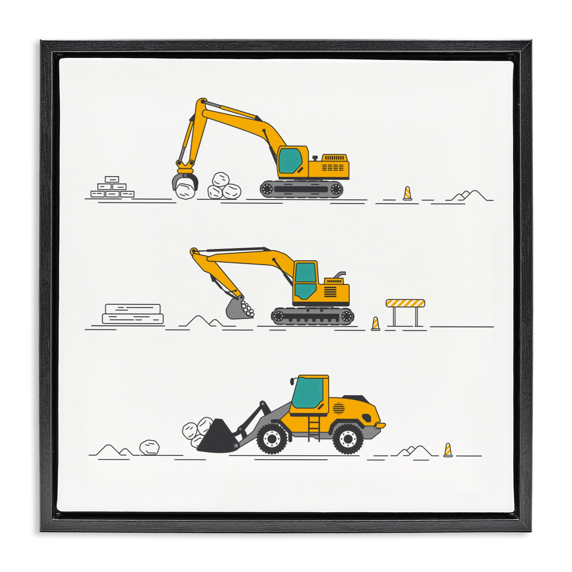 Stupell Industries Construction Digs Machine Black Framed Floater Canvas Wall Art, design by Creative Studio