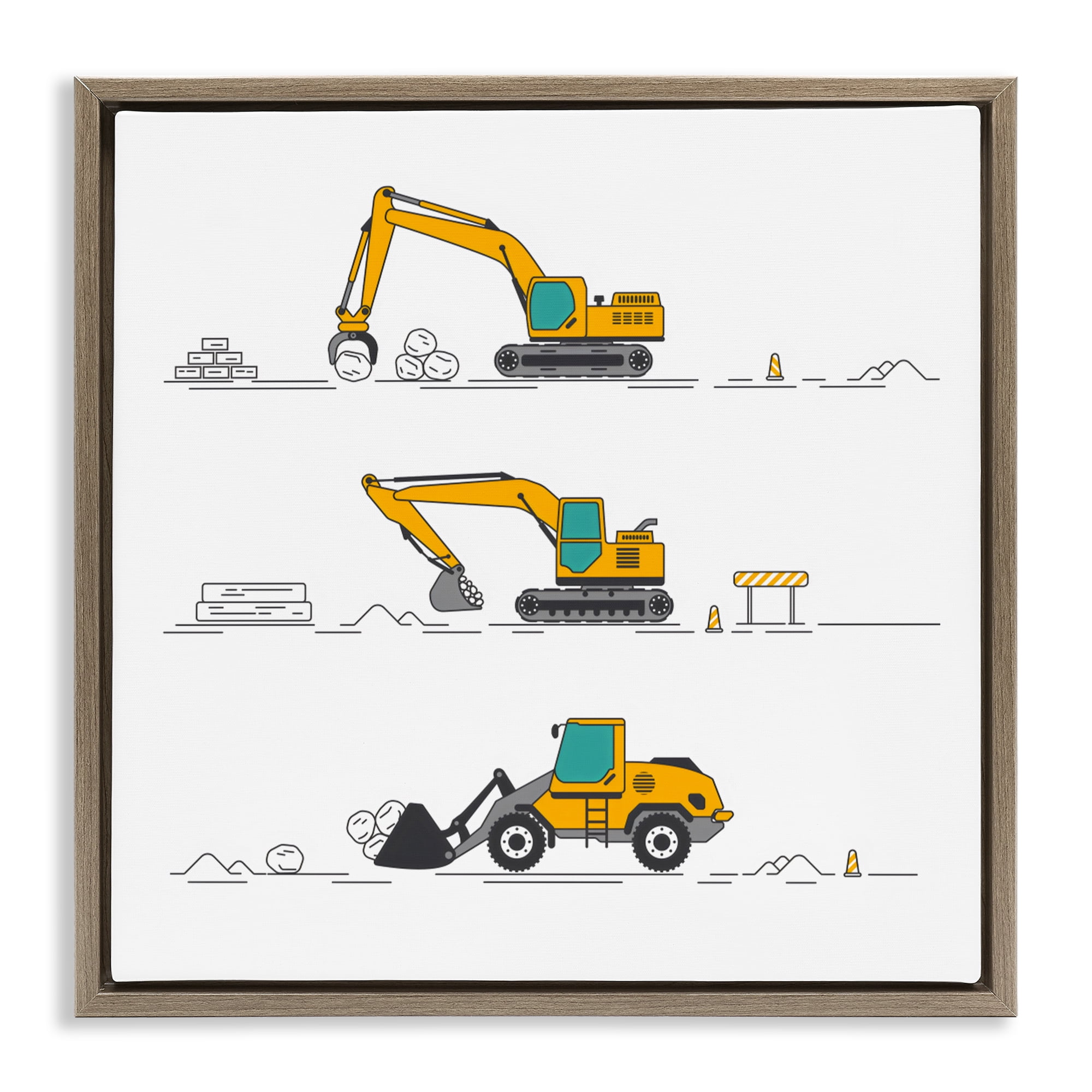 Stupell Industries Construction Digs Machine Brown Framed Floater Canvas Wall Art, design by Creative Studio