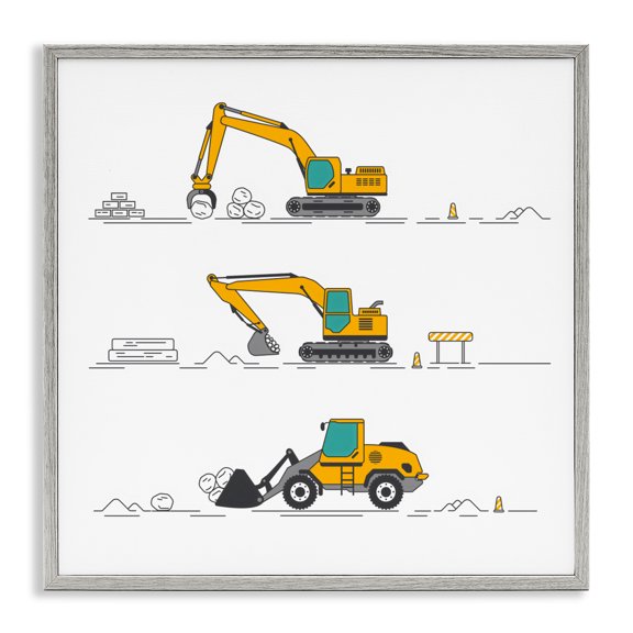 Stupell Industries Construction Digs Machine Gray Framed Giclee Art, design by Creative Studio
