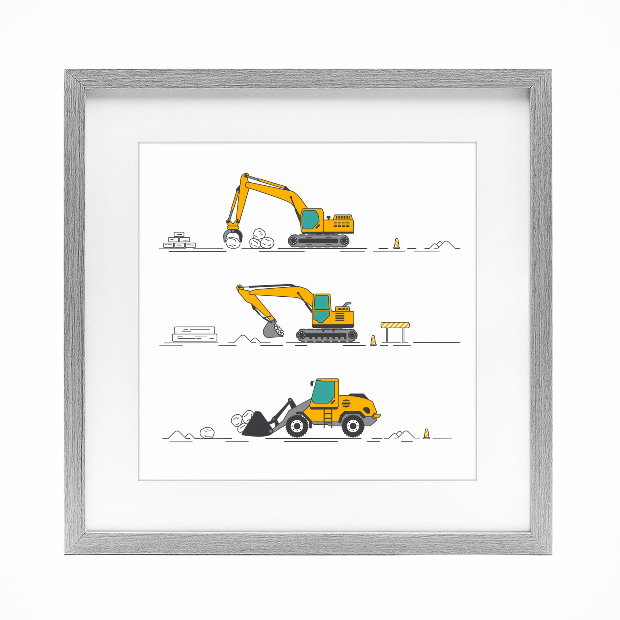 Stupell Industries Construction Digs Machine Gray Framed Print Under Glass, design by Creative Studio