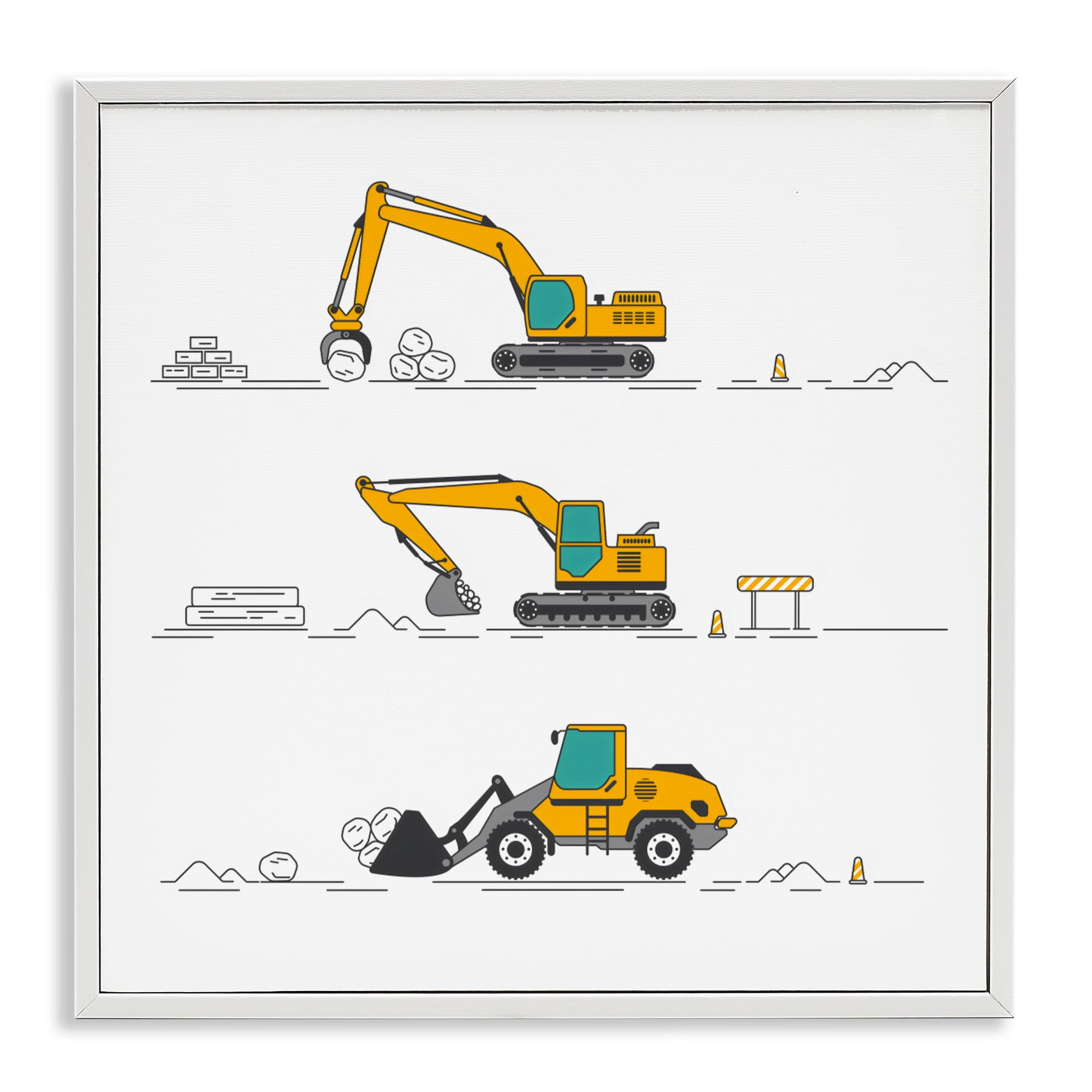 Stupell Industries Construction Digs Machine White Framed Giclee Art, design by Creative Studio