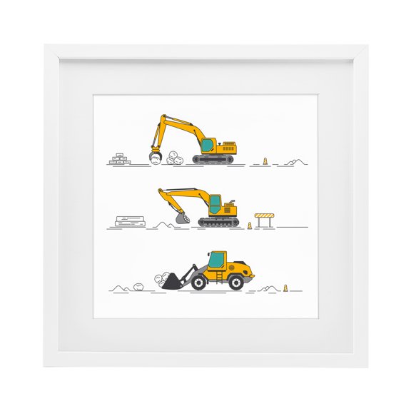 Stupell Industries Construction Digs Machine White Framed Print Under Glass, design by Creative Studio