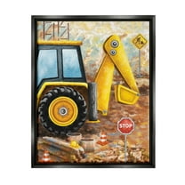 Stupell Industries Construction Site Painting Transportation Painting Black Floater Framed Art Print Wall Art, 17 x 21