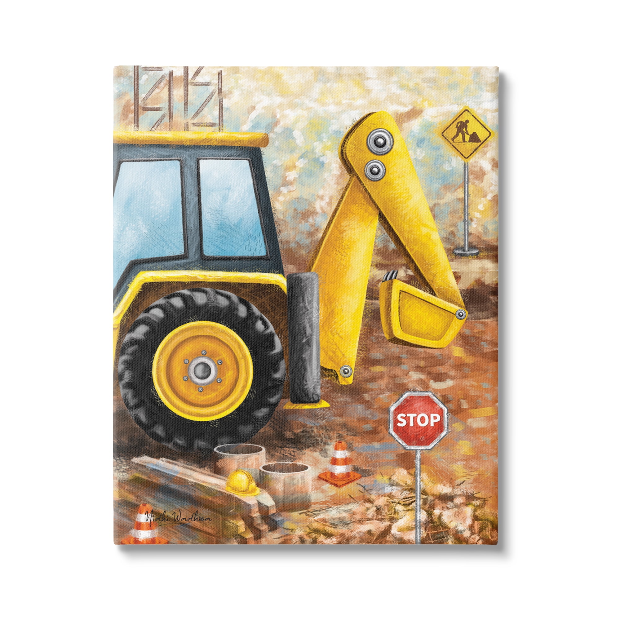 Stupell Industries Construction Site Painting Transportation Painting Gallery Wrapped Canvas Print Wall Art, 24 x 30