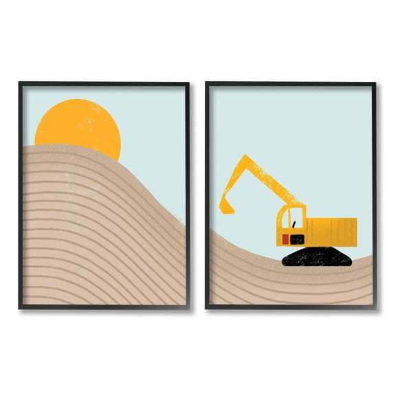 Stupell Industries Construction Truck Under Desert Sun Mountain Wave,2pc, each 16 x 20,Designed by Daphne Polselli