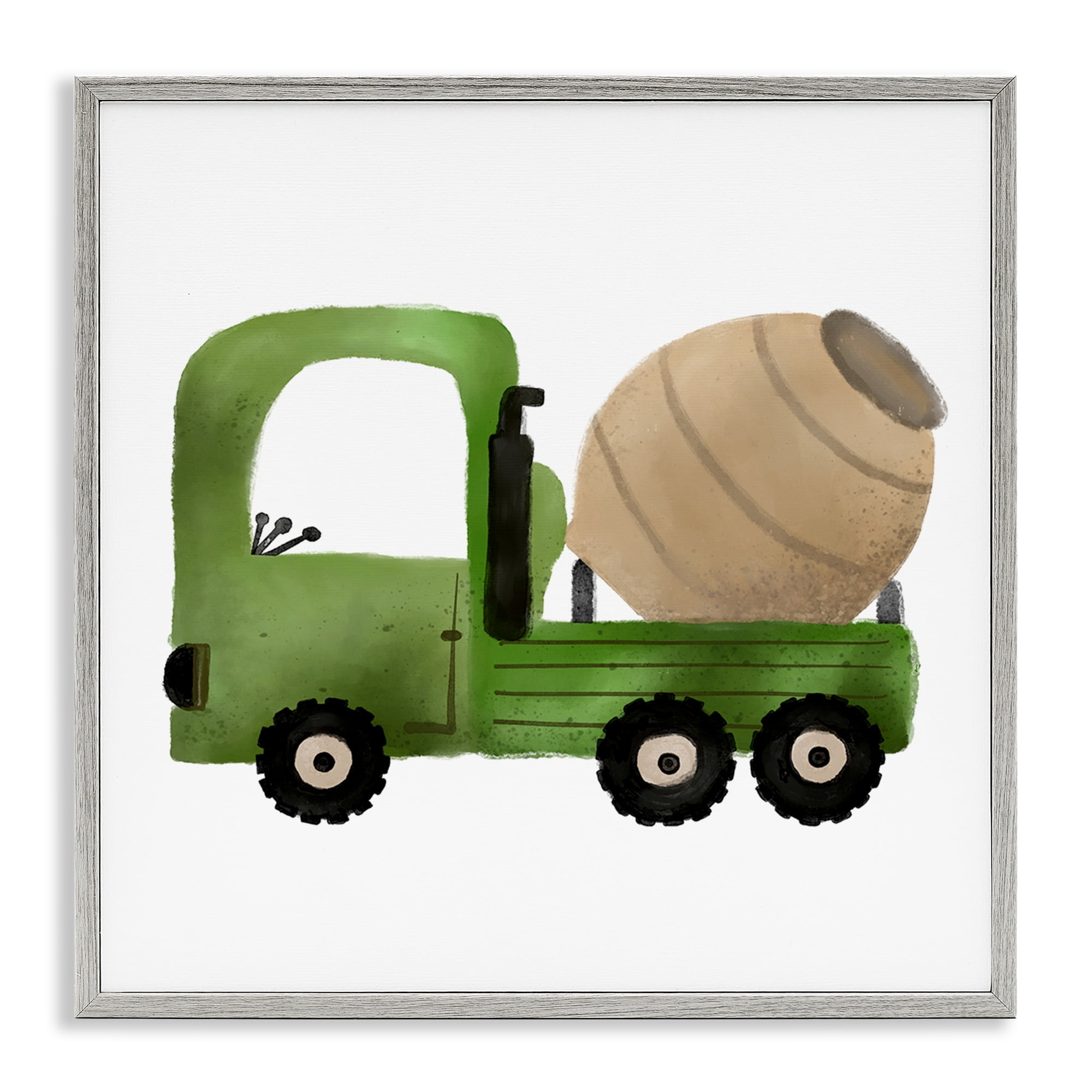 Stupell Industries Construction Truck Vehicle Transportation Painting Gray Framed Art Print Wall Art, 24 x 24