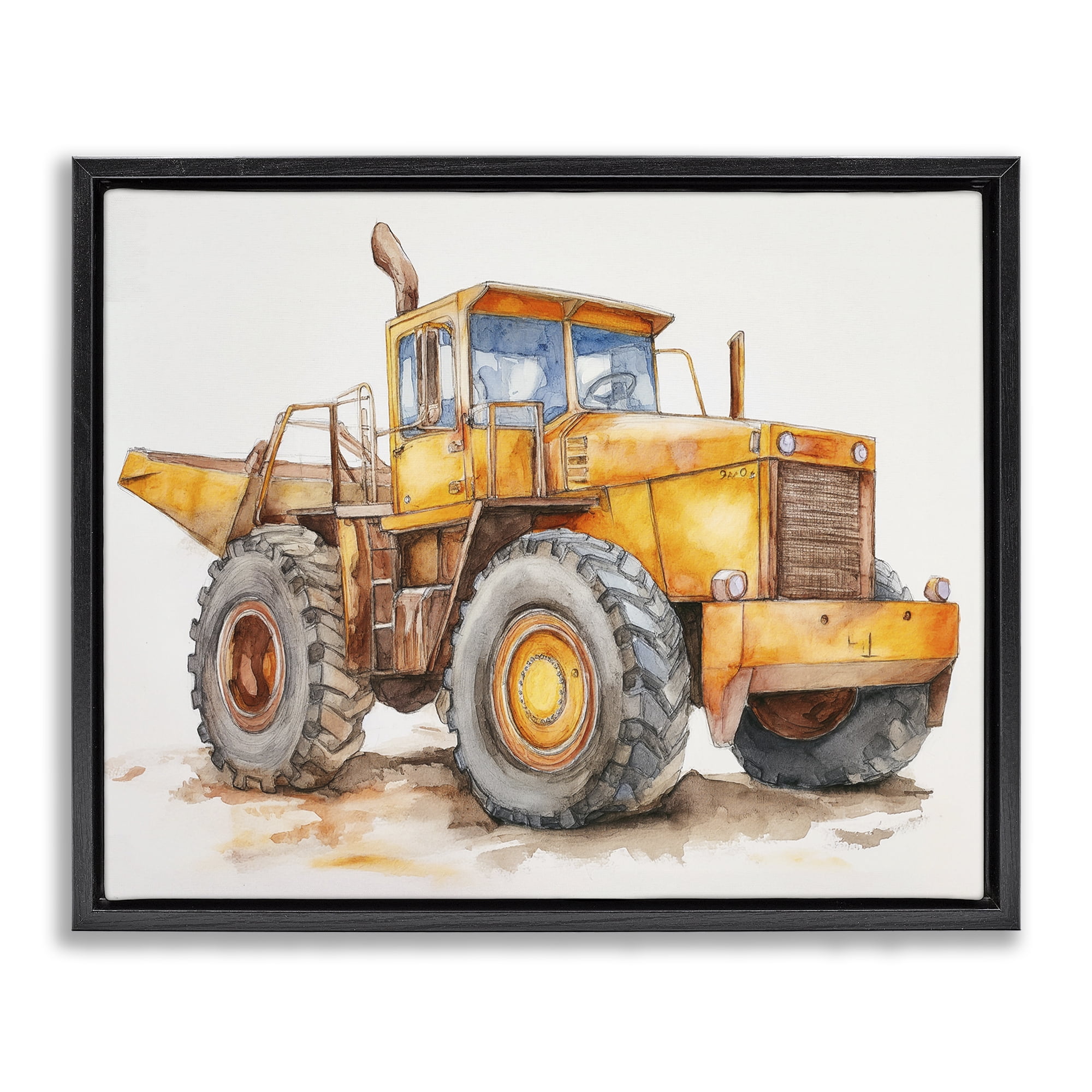 Stupell Industries Construction Truck Whimsicality Black Framed Floater Canvas Wall Art, design by Steve Hunziker