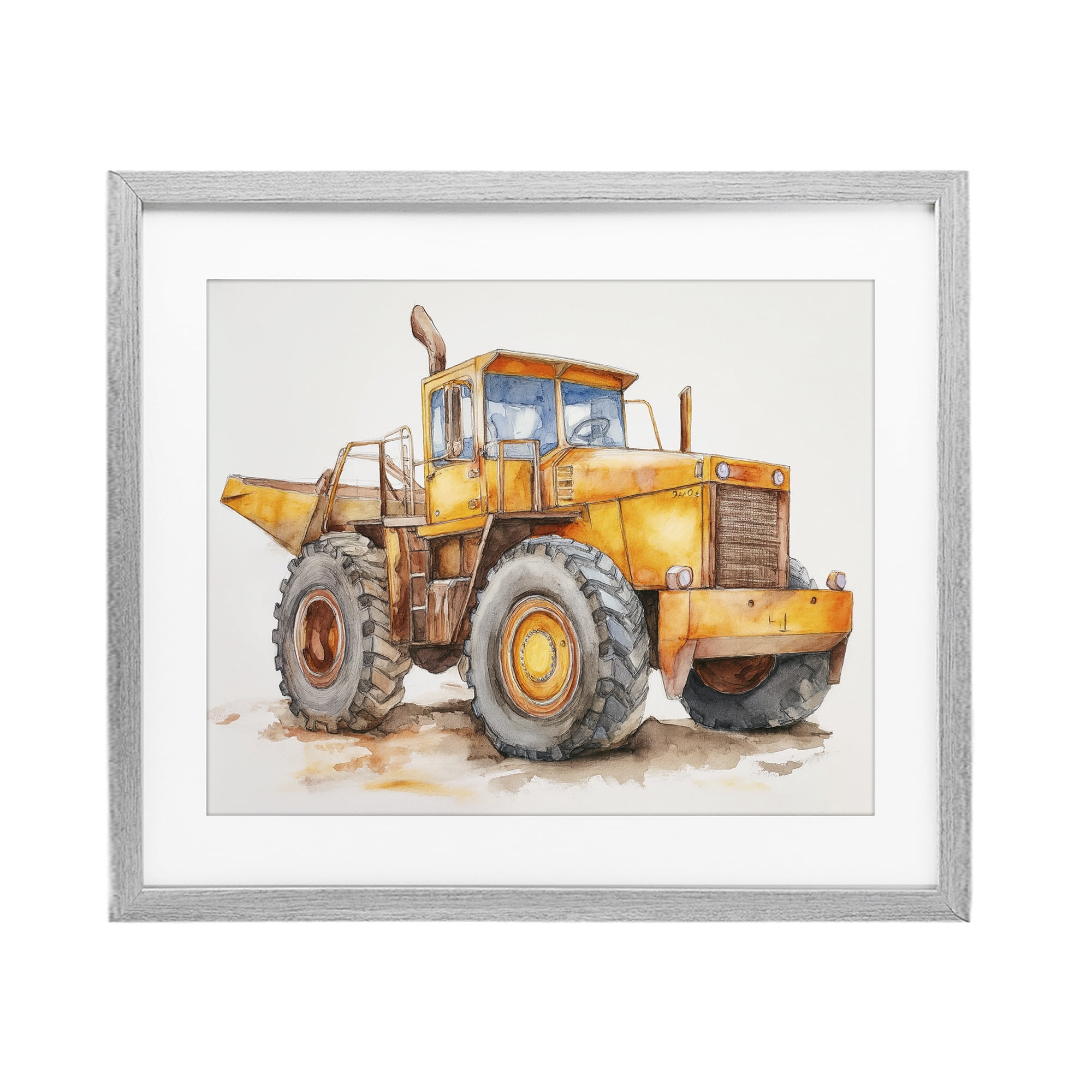 Stupell Industries Construction Truck Whimsicality Gray Framed Print Under Glass, design by Steve Hunziker