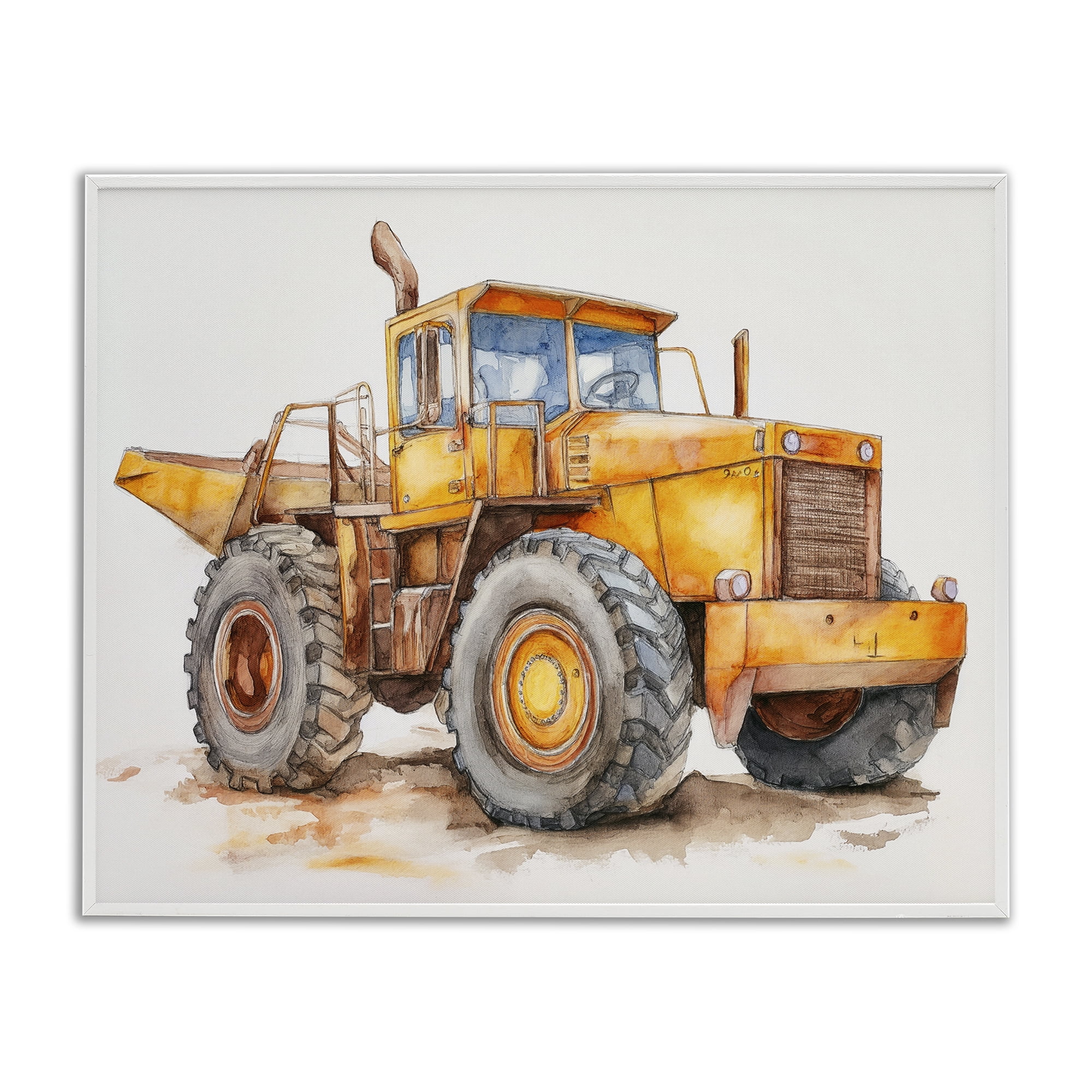 Stupell Industries Construction Truck Whimsicality White Framed Giclee Art, design by Steve Hunziker