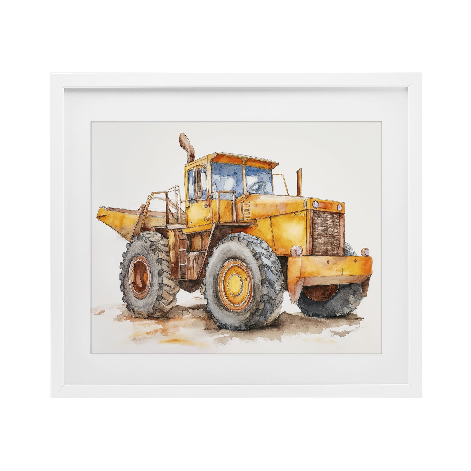 Stupell Industries Construction Truck Whimsicality White Framed Print Under Glass, design by Steve Hunziker