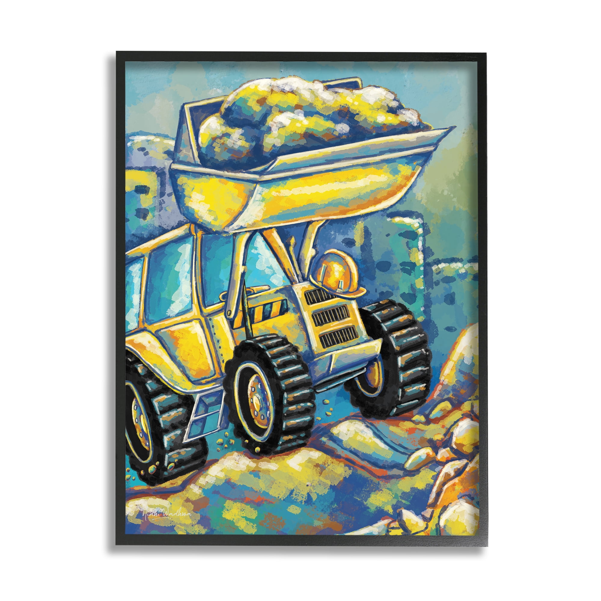 Stupell Industries Construction Vehicle Painting Transportation Painting Black Framed Art Print Wall Art, 11 x 14