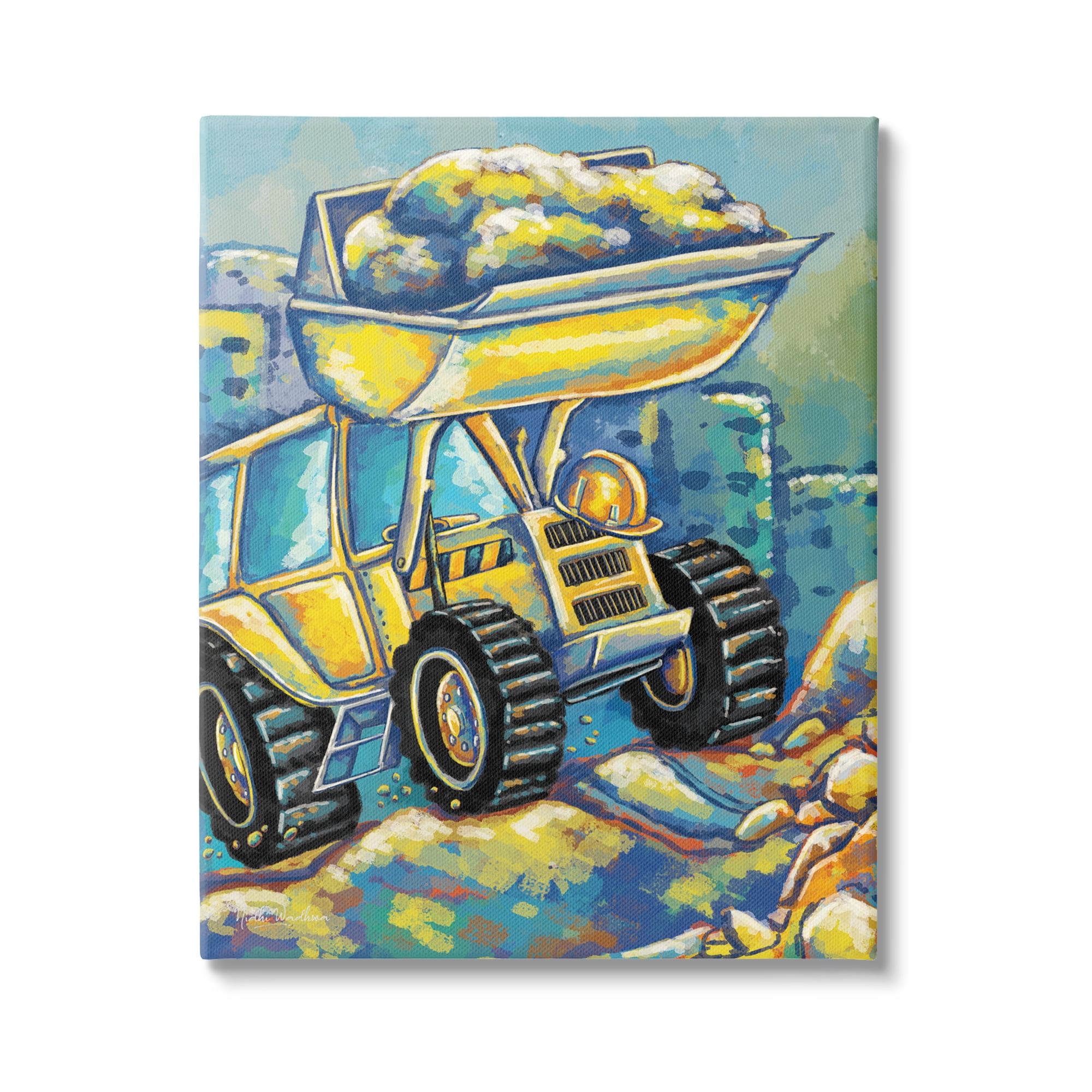 Stupell Industries Construction Vehicle Painting Transportation Painting Gallery Wrapped Canvas Print Wall Art, 16 x 20