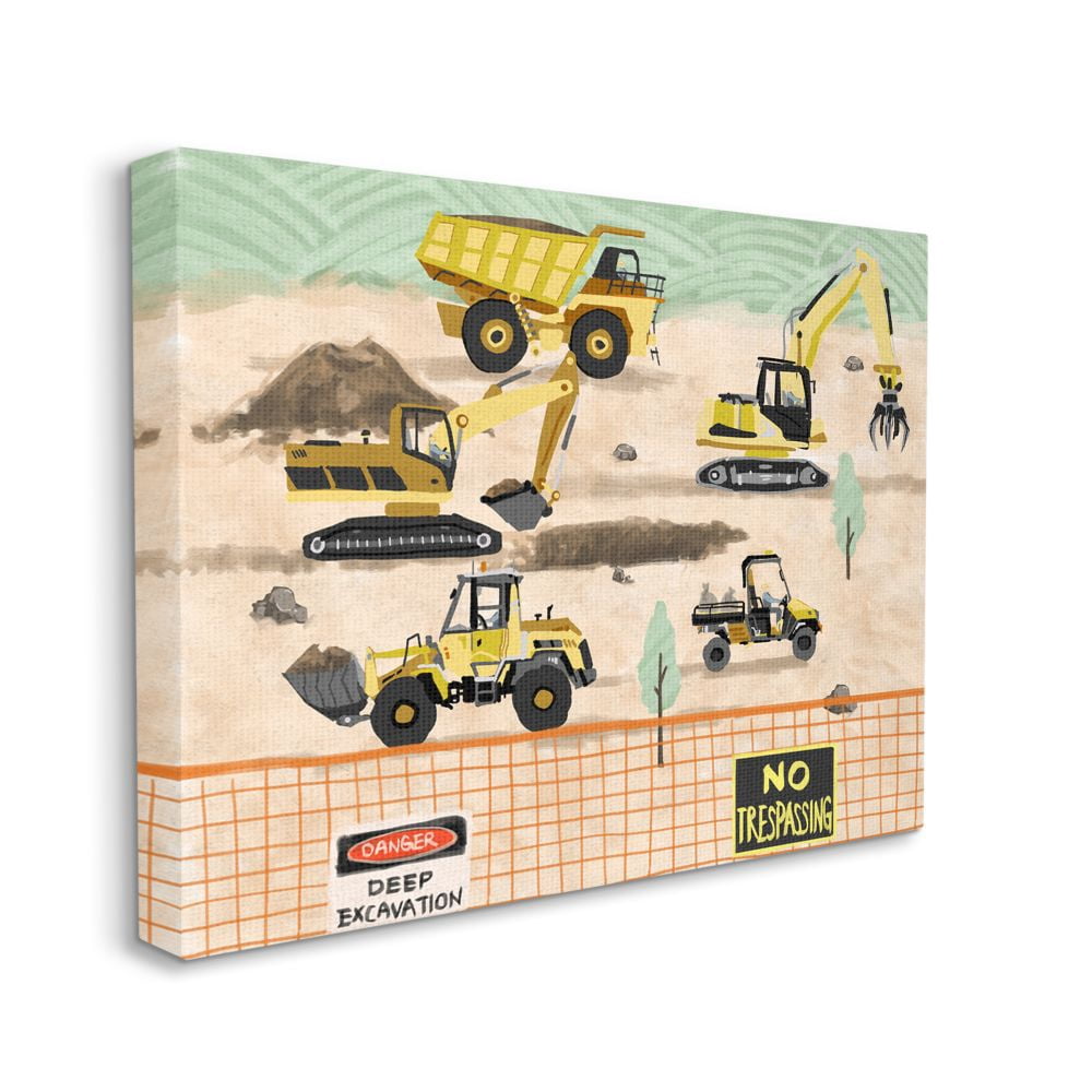 Stupell Industries Construction Vehicles Cartoon Painting Design Canvas Wall Art by Ziwei Li